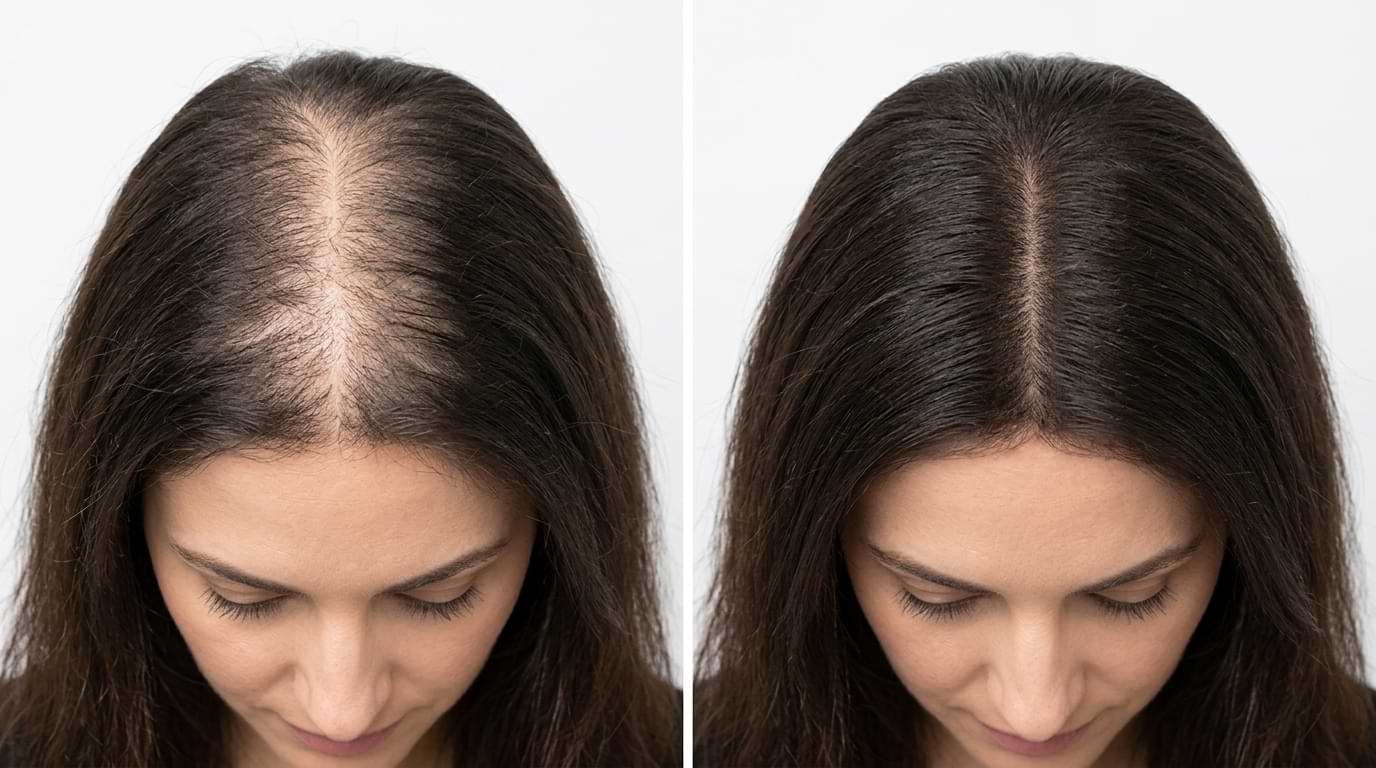 Resultado do tratamento capilar feminino: antes e depois